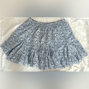 Vintage Havana Blue and White Ruffled Mini Skirt